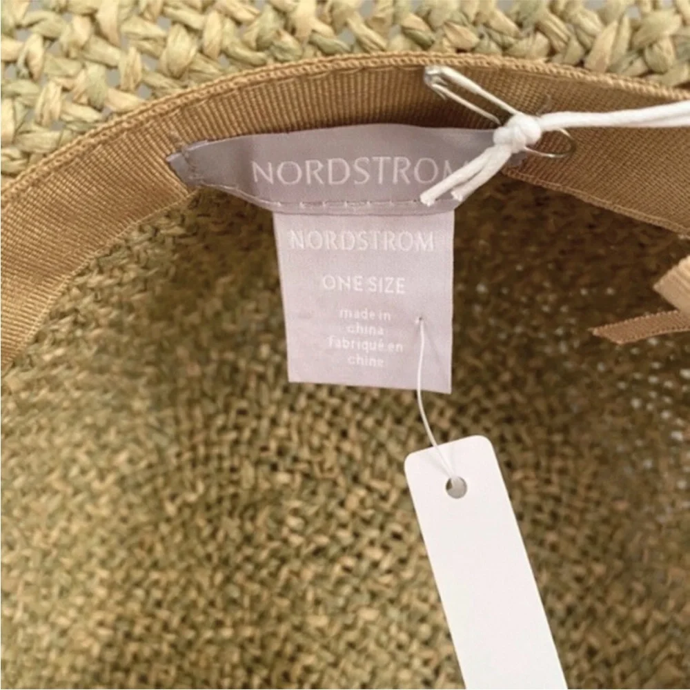 NEW Nordstrom Floppy Straw Sun Hat Natural Combo